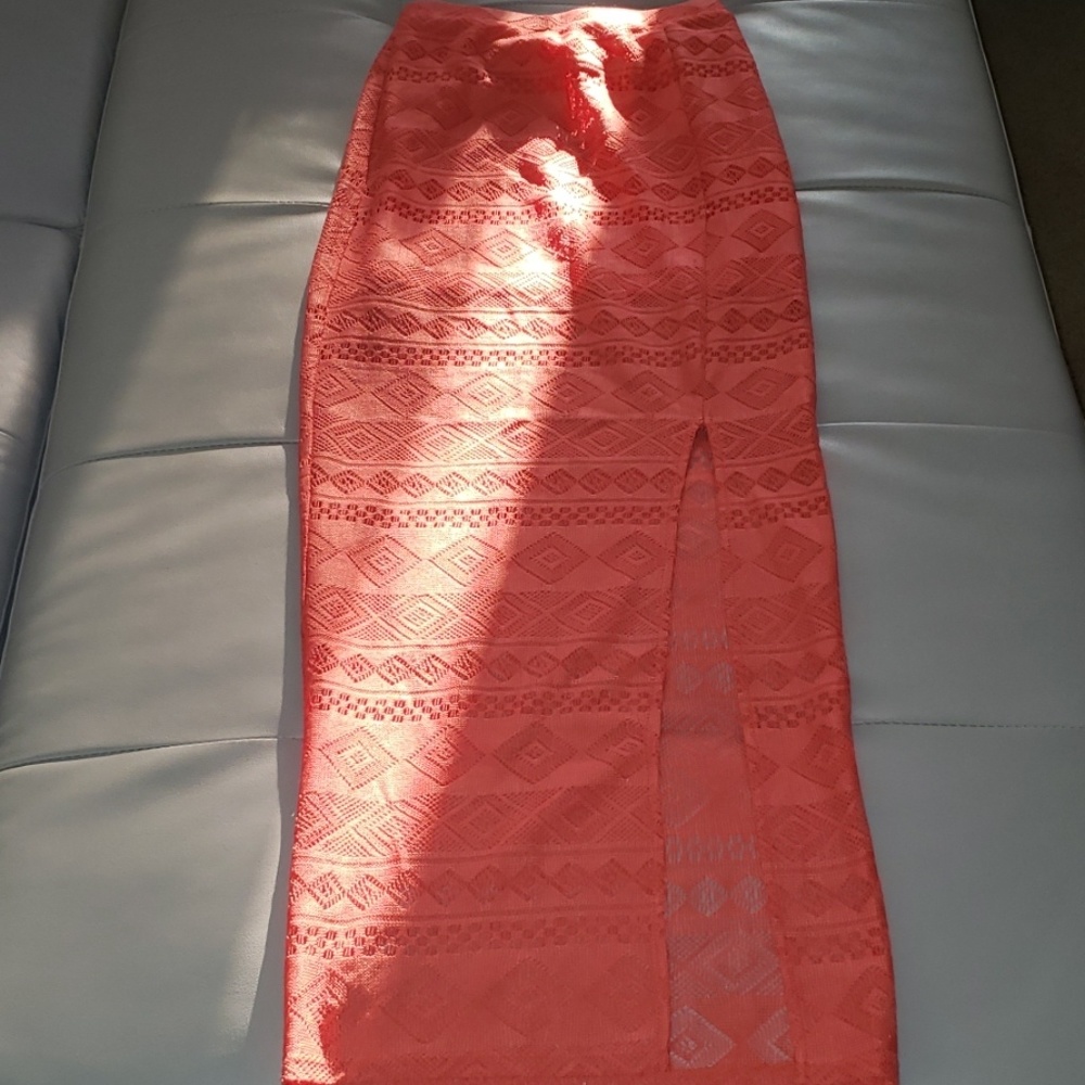 Womens Boho Lined Lace Festival Maxi Slit Skirt